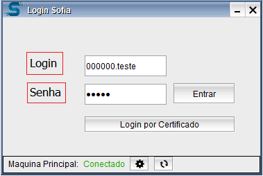 Clique no botão Concluir para finalizar a instalação. 5. TELA LOGIN É possível acessar o sistema Sofia por login e senha ou por certificado digital.