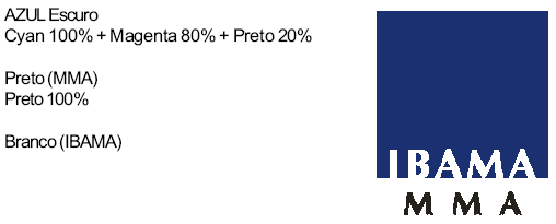 A.2. Logomarca no padrão de cor CMYK A composição oficial de cores da logomarca do IBAMA no padrão CMYK padrão de cor utilizado pelo sistema de impressão offset e referencial