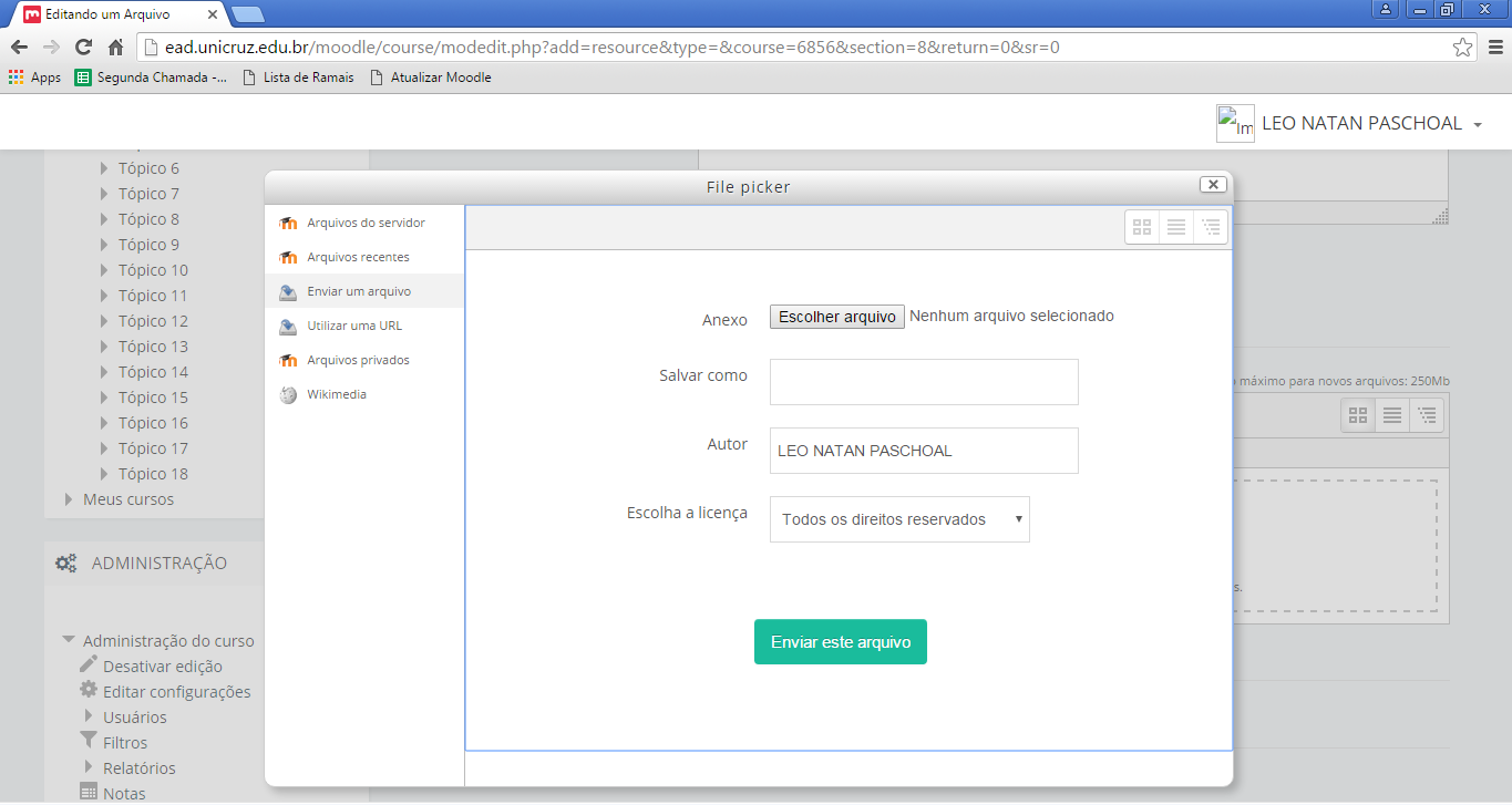 Passo 11: Após realizar as configurações gerais do recurso Arquivo, é necessário definir as configurações do bloco conteúdo. A Figura 13 apresenta a interface desse bloco.