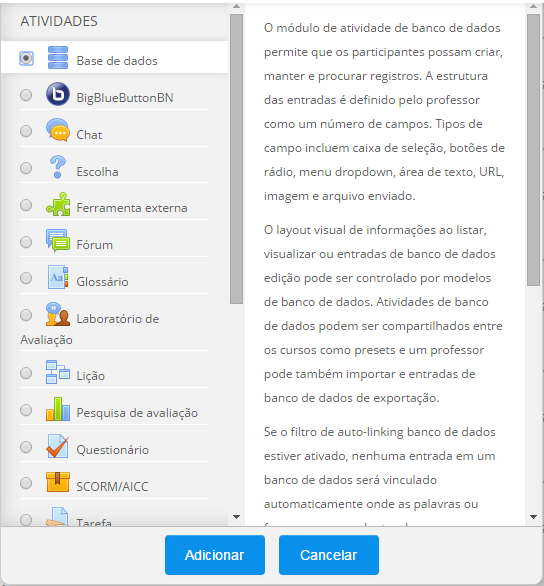 Passo 5: Entre as opções disponível no menu, escolha a Base de dados. Note o destaque realizado na Figura 5.