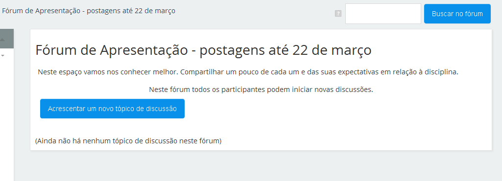 Exemplificando algumas telas de apresentação dos Fóruns: 3.