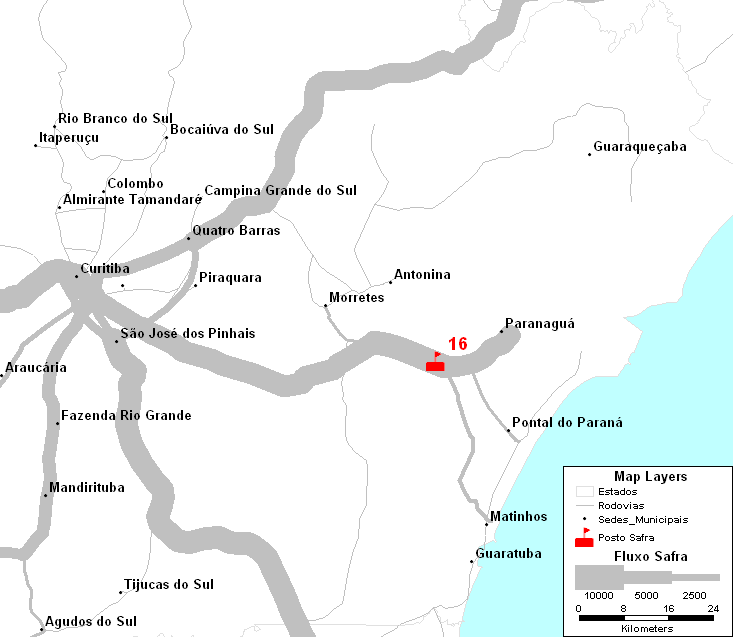 Localização dos Postos de Pesquisa Abrangência Territorial Análise da distribuição das zonas de tráfego que utilizam o trecho rodoviário