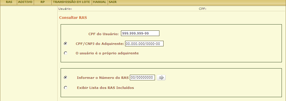 Ao clicar o botão Consultar, o campo CPF do usuário é preenchido automaticamente pelo sistema com informação advinda do Certificado Digital do usuário.