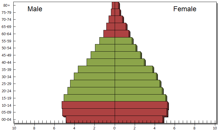 Pirâmide da população e as principais características do cenário combinado Principais Características População: 61,3 milhões População 15+: 42,5 milhões Défice entre população 15+ e emprego: 27,8