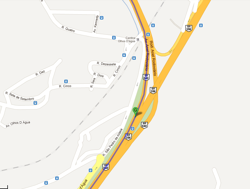 Seguir na Rodovia Anel Rodoviário por 18,6km sentido Rio de Janeiro até o ponto em que encontra
