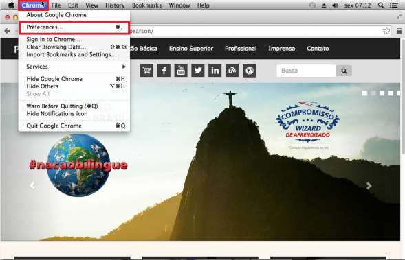 2/ 3 5.3 Resolução para o Google Chrome 37.0.2062.24: O processo de limpeza de cache para o Google Chrome 37.0.2062.24devemos seguir os seguintes passos: Devemos ir em Chrome -> Preferencias Em Preferencias devemos ir em Mostrar configurações Avançadas.