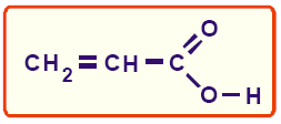 34 (USC-SP) Ácido acrílico líquido de cheiro irritante, solúvel em água e em solventes orgânicos é empregado na síntese de resinas acrílicas, cuja fórmula: também conhecida com o nome de ácido
