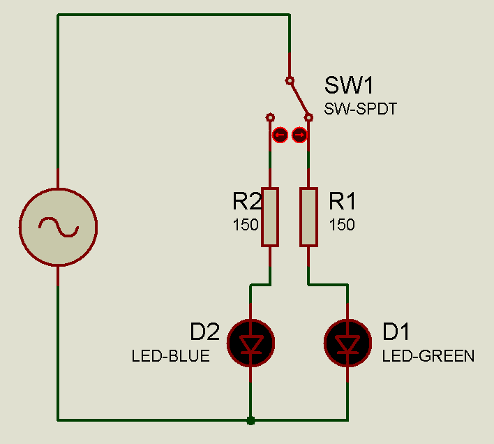 Se usarmos uma chave de 3 terminais podemos utiliza-la para ligar dos circuitos distintos da seguinte maneira.