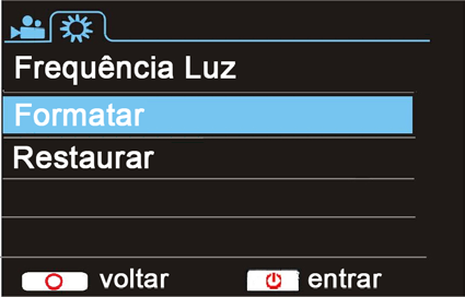 8.2 Menu de Configuração do Modo Sistema Depois de acessar o menu pressionando a Tecla de Energia, pressione a Tecla modo para alternar para a configuração do menu principal, pressione a tecla p/