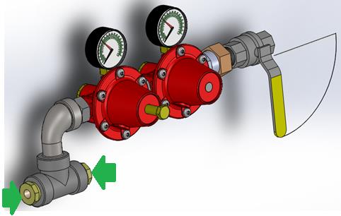 Figura 3 Quadro de regulagem de pressão para centrais de GLP com novas válvulas de retenção 3.