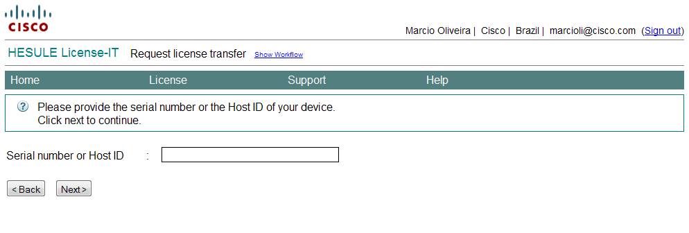 Criando um novo arquivo de licença para o dispositivo de origem O procedimento a seguir descreve como criar um novo arquivo de licença para o dispositivo de origem.