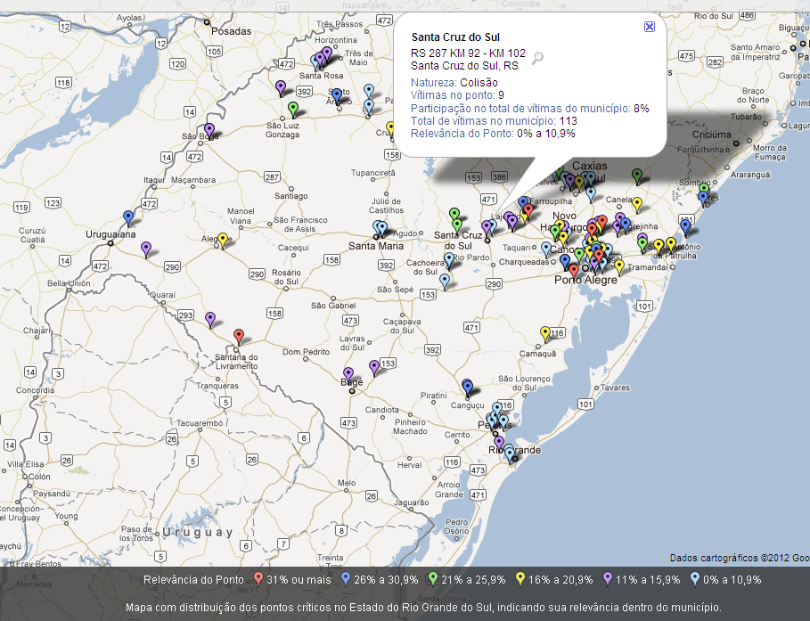 Pontos Críticos 2007 a 2011 nos 50 municípios com maior número de