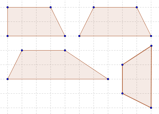 Quadriláteros: São os polígonos de quatro lados e podem ser classificados como paralelogramos, trapézios ou quadriláteros quaisquer (trapezóides).