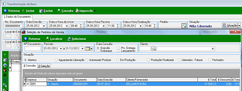 Processos Para encerrar a inclusão do item clique no botão, caso o processo gere outro tipo de item continuar a inclusão, se não tiver outros itens a serem inclusos utilize o botão Retornar no canto