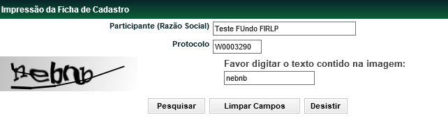 Versão para Impressão Esta função permite ao Participante, visualizar todos os dados cadastrais informados e gerar em arquivo PDF as fichas Cadastrais necessárias para abertura de conta na Cetip.