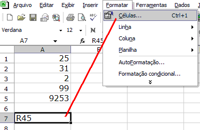 Quando isto não acontece, a formatação da célula pode estar alterada.