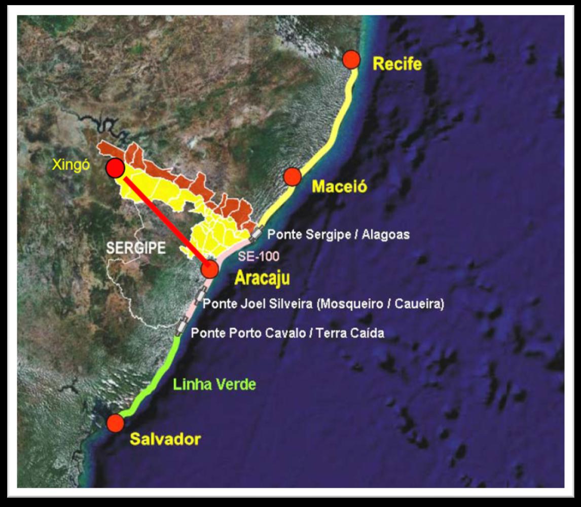 Infraestrutura Viária Objetivo: Integração com a Região Nordeste Integração territorial para fortalecer a economia agrícola sergipana; Buscar eixos de expansão produtiva e turística por meio de