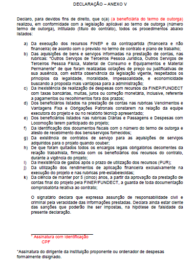6º PASSO Preencher o Anexo V - Declaração Antes de imprimir os Conferir se