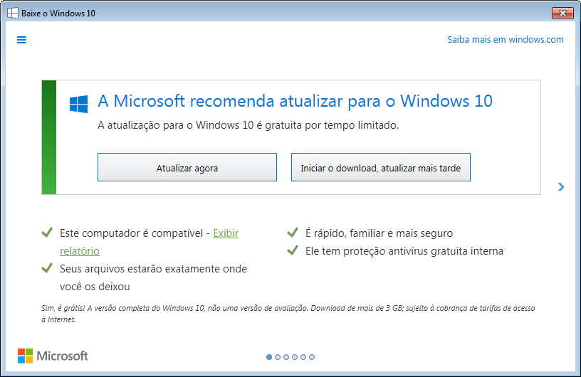 Windows 10 Ferramenta Get Windows 10 Após