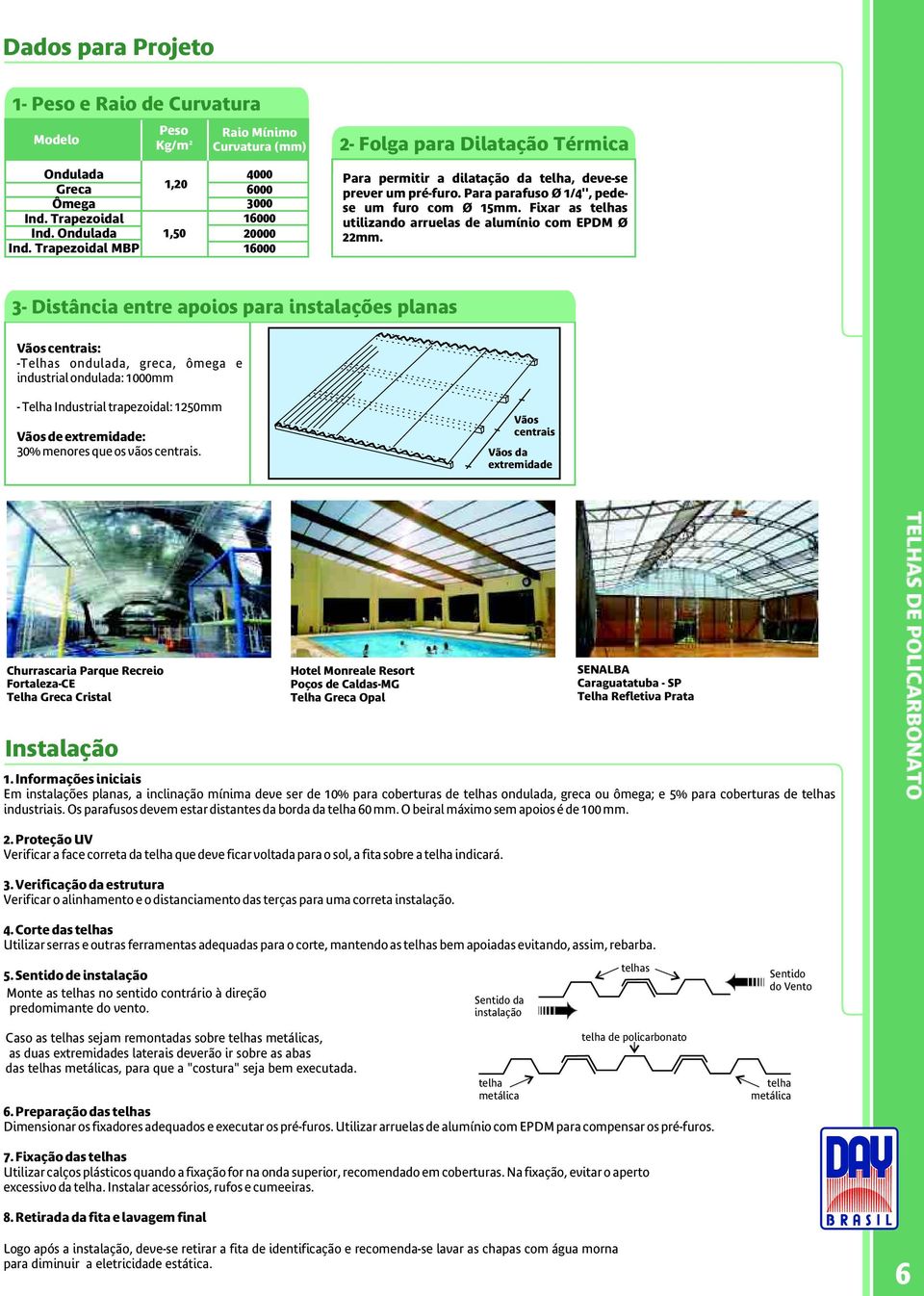 Fixar as telhas utilizando arruelas de alumínio com EPDM Ø 22mm.