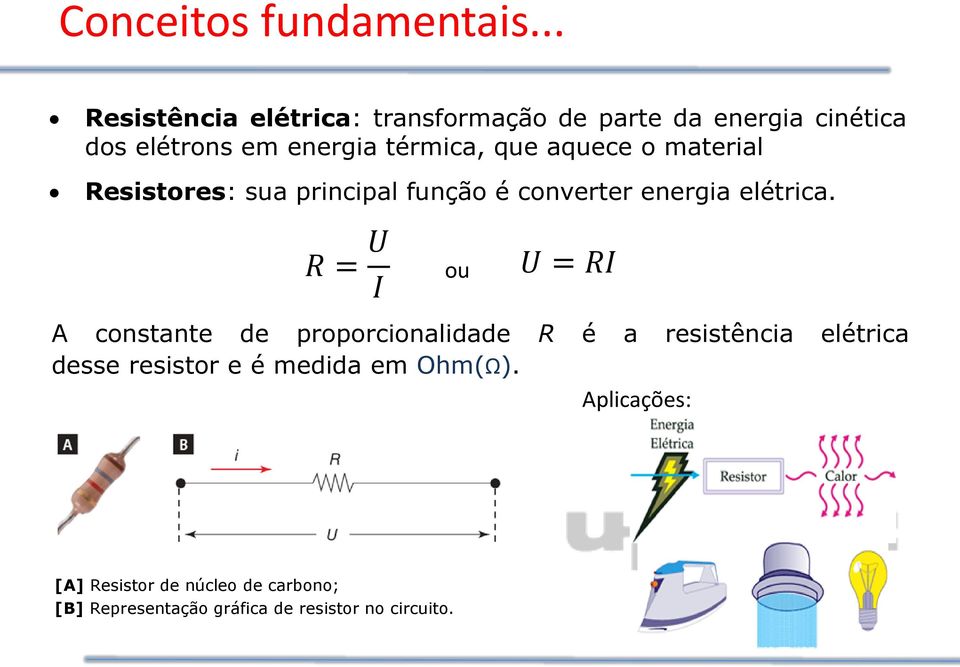 aquece o material Resistores: sua principal função é converter energia elétrica.