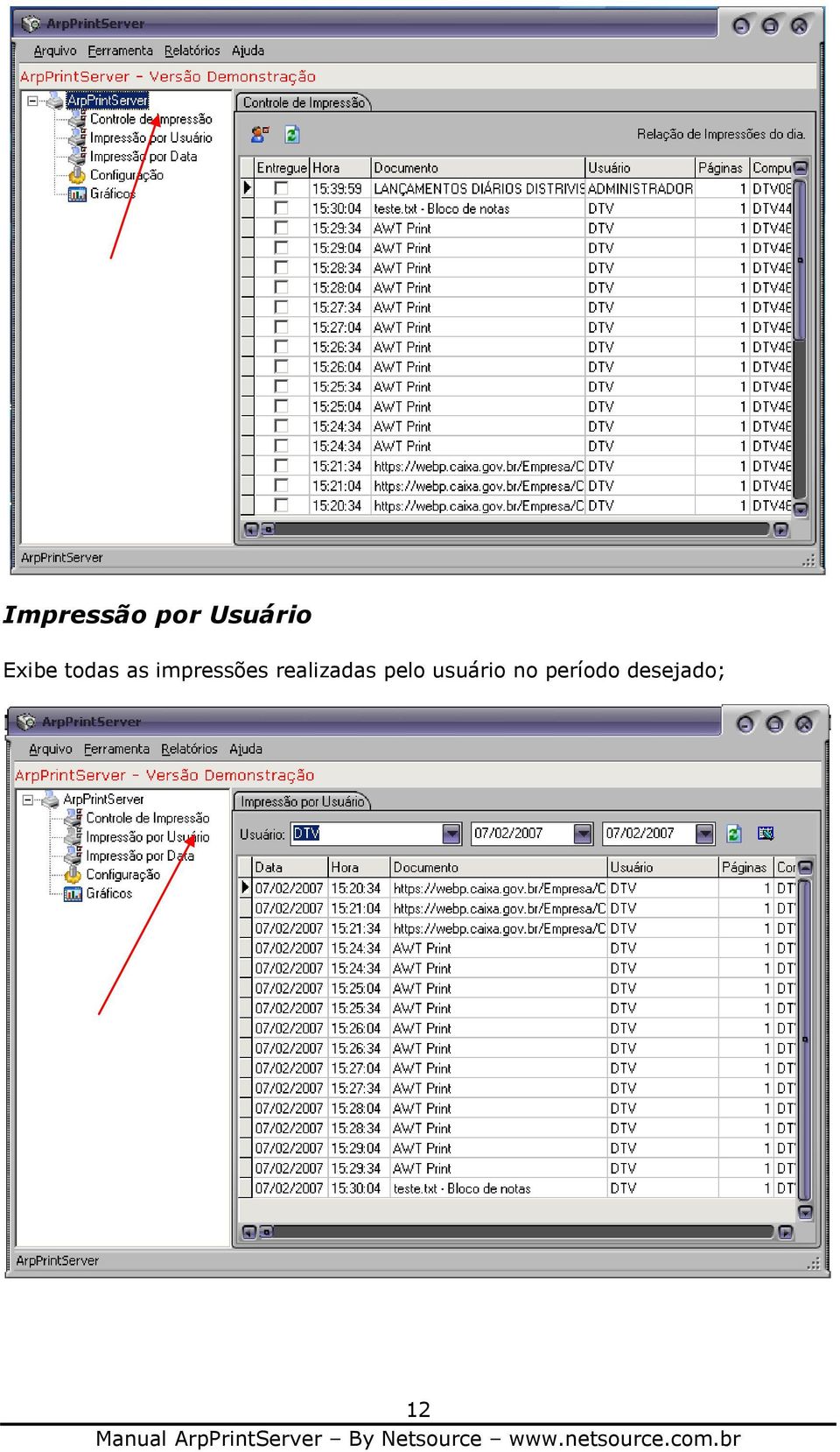 impressões realizadas