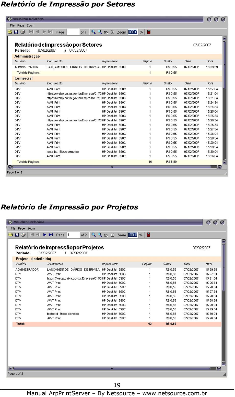 Setores   Projetos