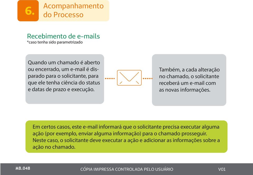 Também, a cada alteração no chamado, o solicitante receberá um e-mail com as novas informações.