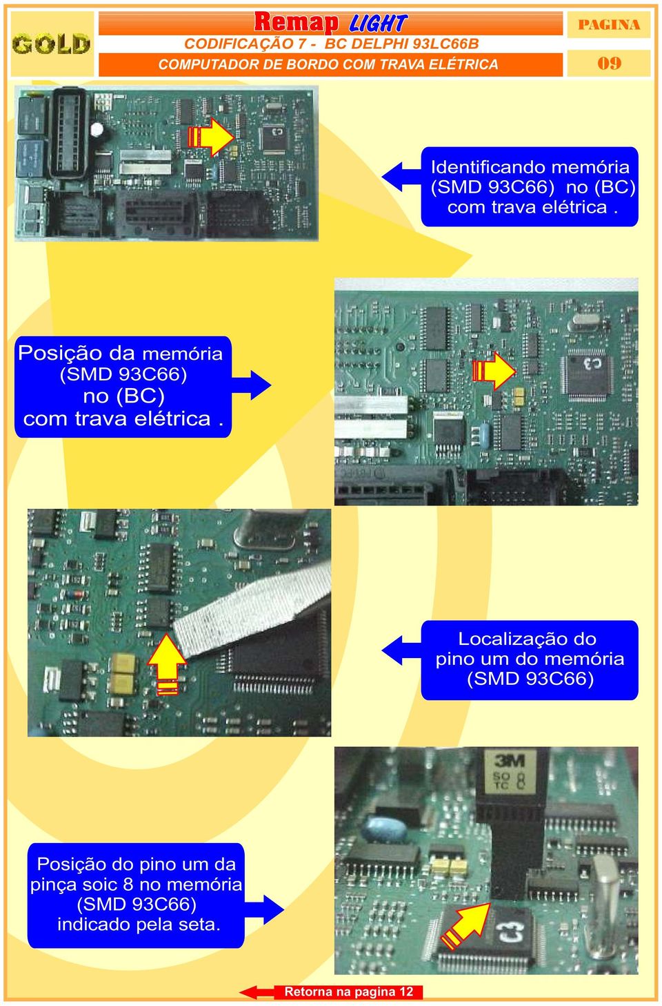 Posição da memória (SMD 93C66)  Localização do pino um do memória (SMD
