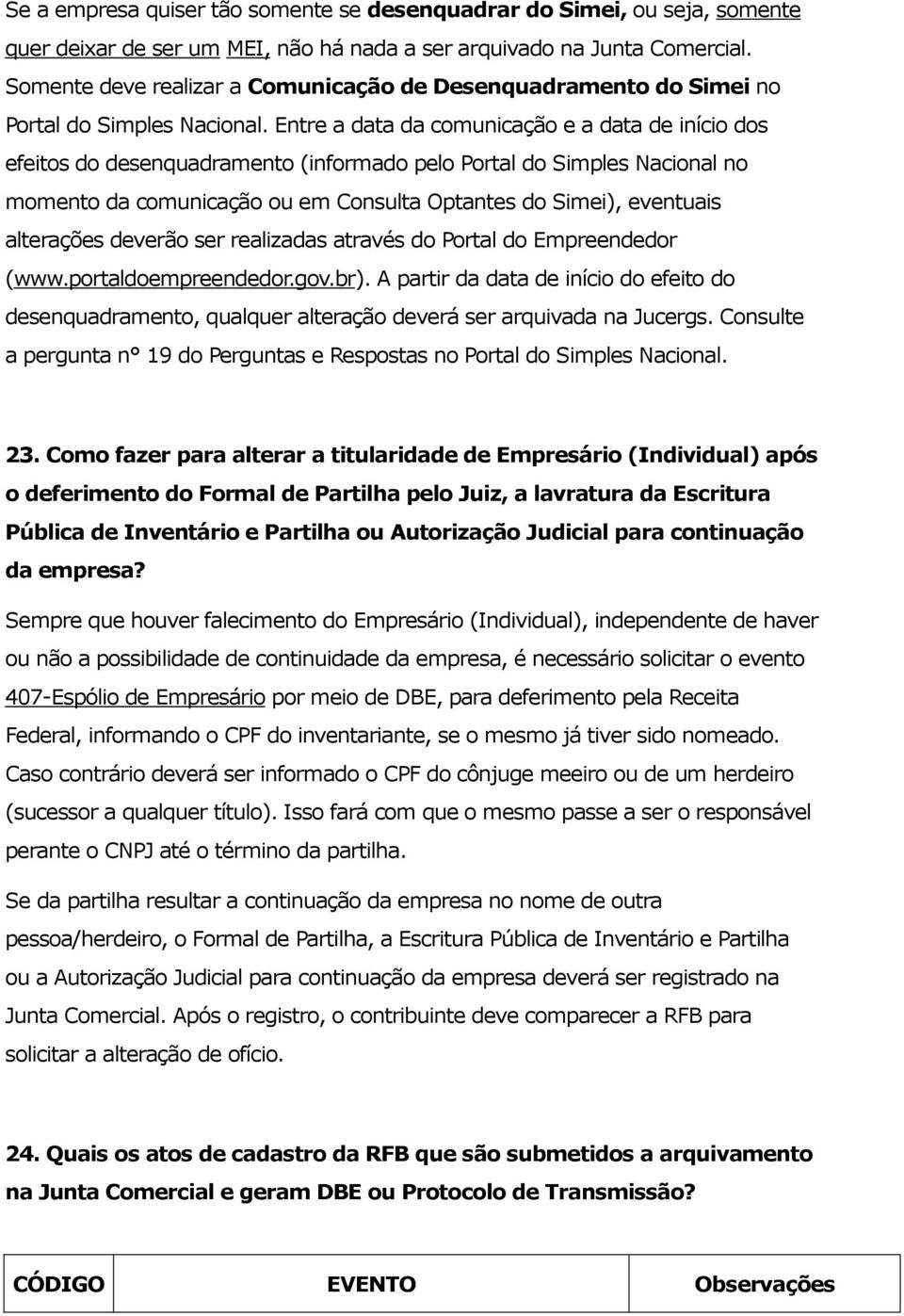 Entre a data da comunicação e a data de início dos efeitos do desenquadramento (informado pelo Portal do Simples Nacional no momento da comunicação ou em Consulta Optantes do Simei), eventuais