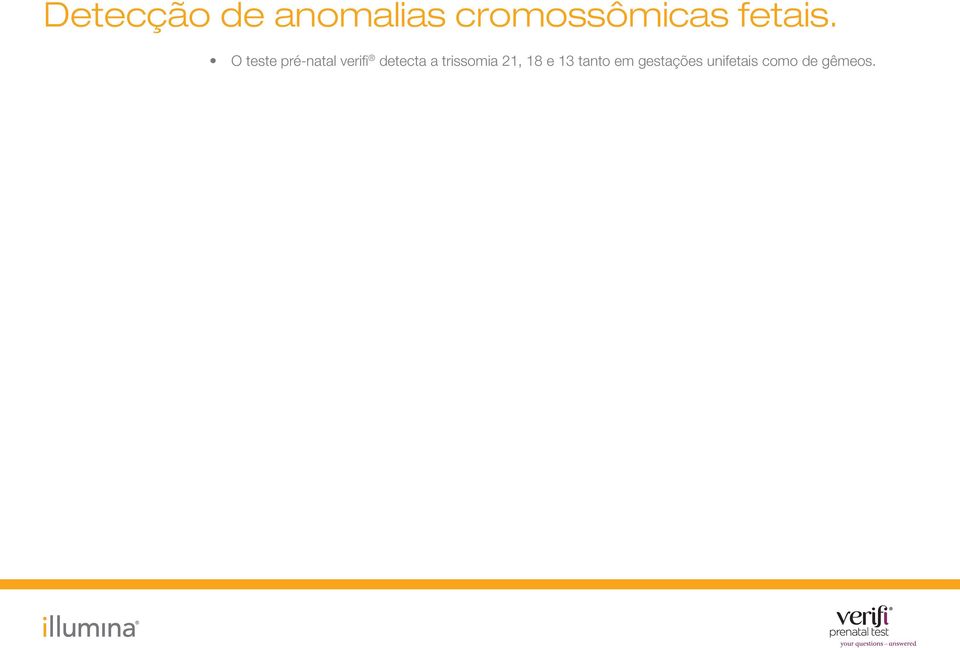 O teste pré-natal verifi detecta a