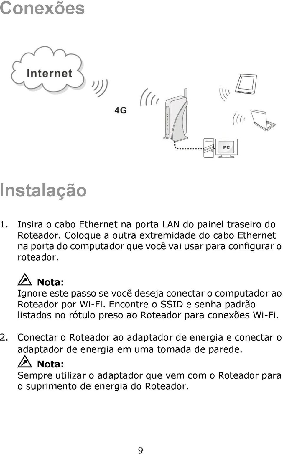 Nota: Ignore este passo se você deseja conectar o computador ao Roteador por Wi-Fi.