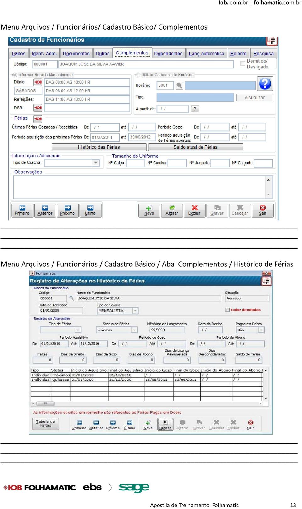 Arquivos / Funcionários / Cadastro