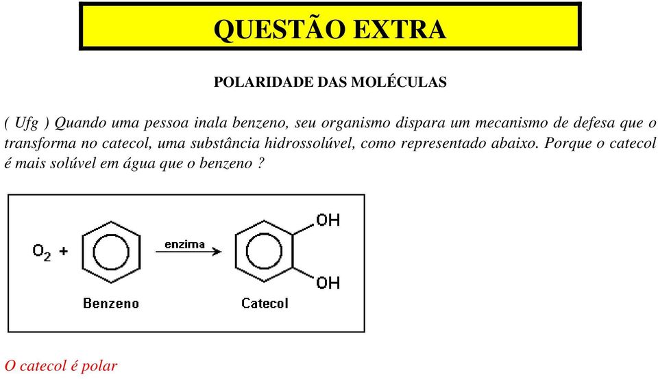 no catecol, uma substância hidrossolúvel, como representado abaixo.