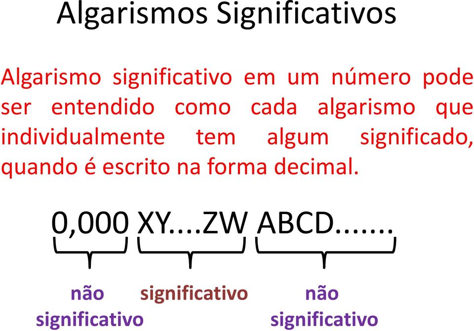 algum significado, quando é escrito na forma decimal. 0,000 XY.