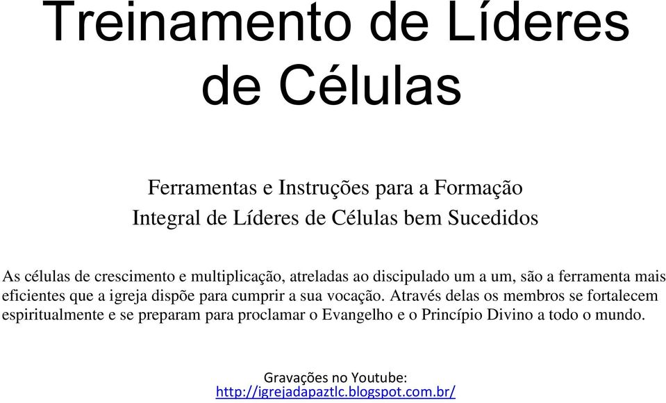 eficientes que a igreja dispõe para cumprir a sua vocação.