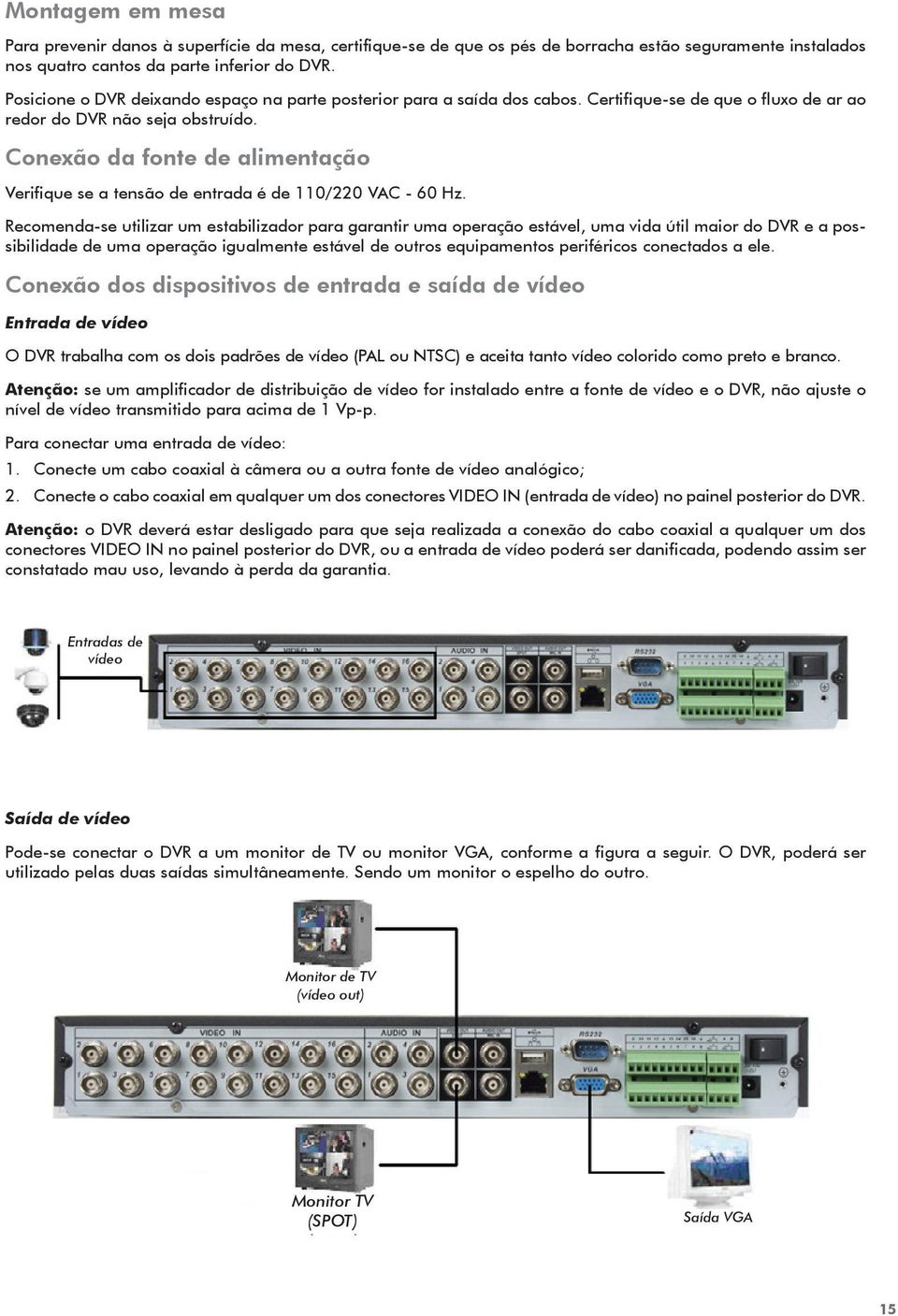 Conexão da fonte de alimentação Verifique se a tensão de entrada é de 110/220 VAC - 60 Hz.