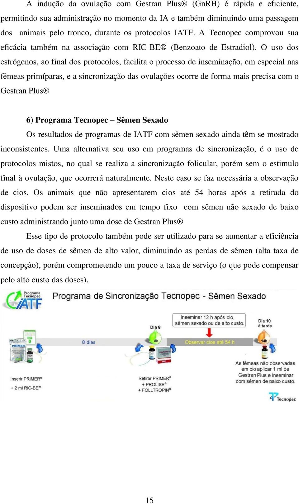 O uso dos estrógenos, ao final dos protocolos, facilita o processo de inseminação, em especial nas fêmeas primíparas, e a sincronização das ovulações ocorre de forma mais precisa com o Gestran Plus