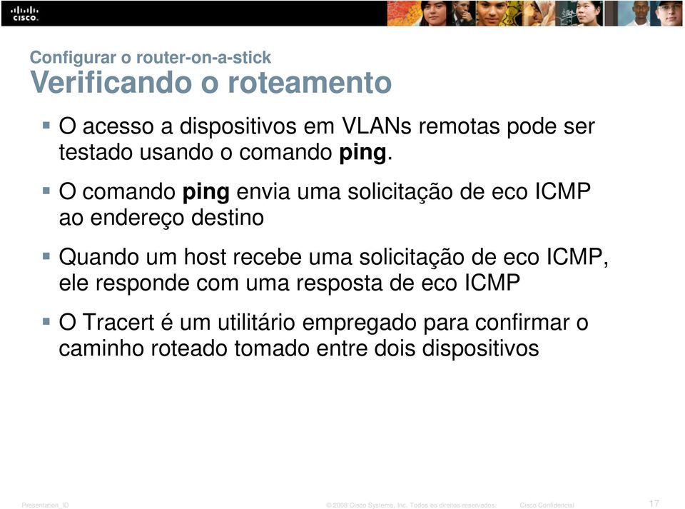 O comando ping envia uma solicitação de eco ICMP ao endereço destino Quando um host recebe uma