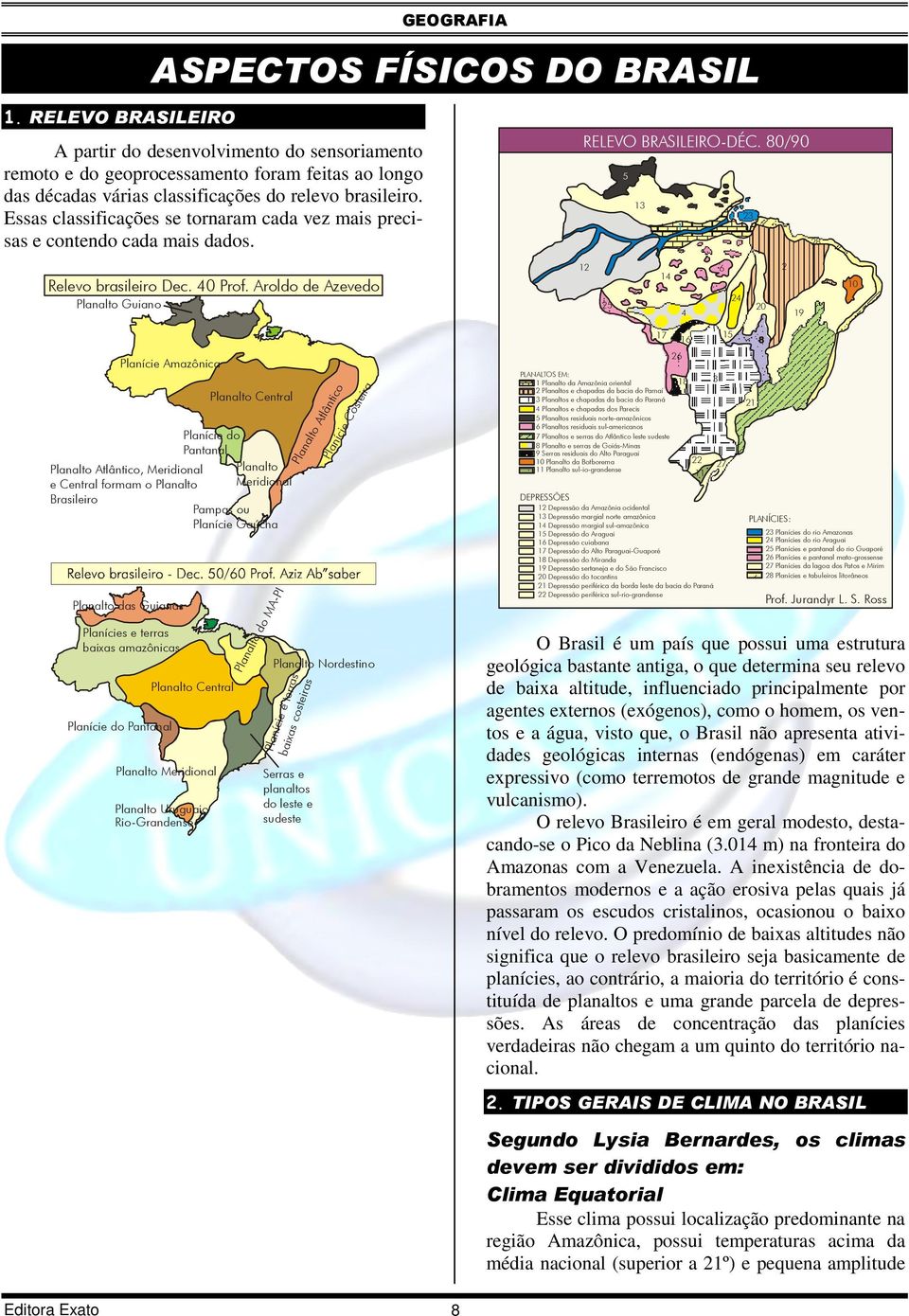 Essas classificações se tornaram cada vez mais precisas e contendo cada mais dados. RELEVO BRASILEIRO-DÉC. 80/90 5 13 23 28 Relevo brasileiro Dec. 40 Prof.