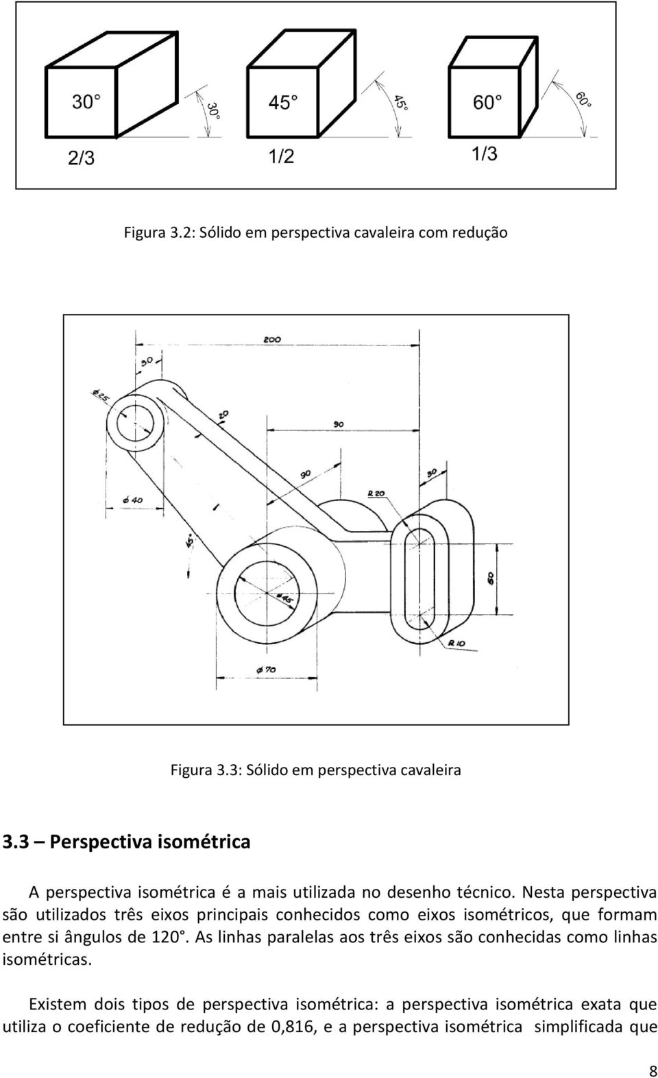 Nesta perspectiva são utilizados três eixos principais conhecidos como eixos isométricos, que formam entre si ângulos de 120.