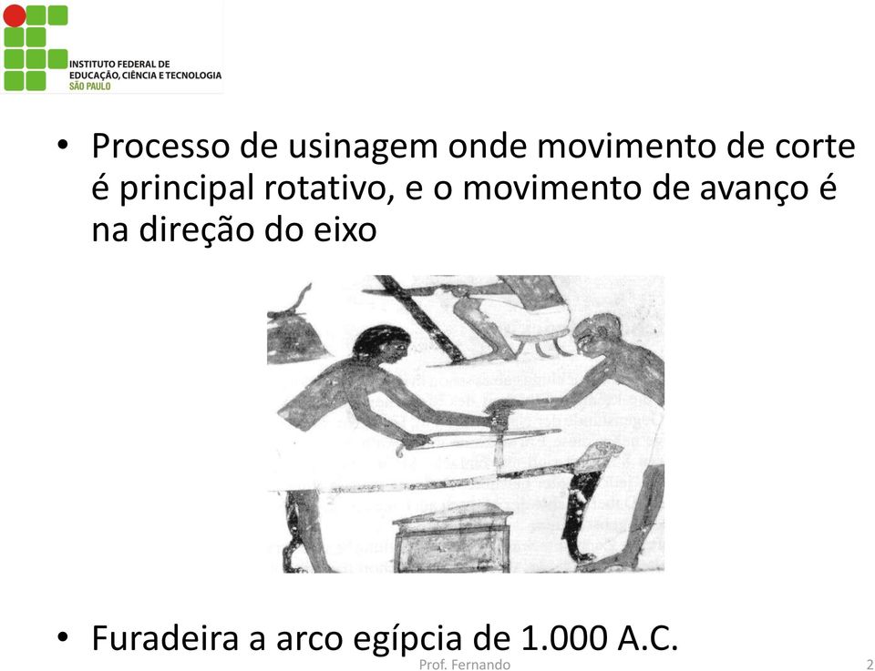 de avanço é na direção do eixo Furadeira