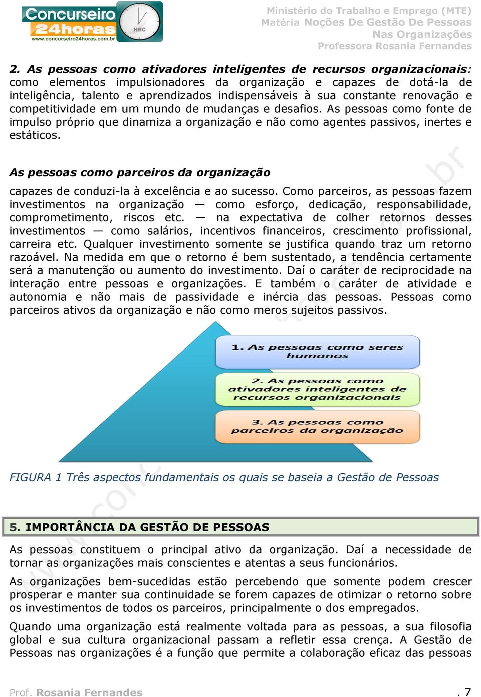 pessoas como parceiros da organização capazes de conduzi-la à excelência e ao sucesso Como parceiros, as pessoas fazem investimentos na organização como esforço, dedicação, responsabilidade,