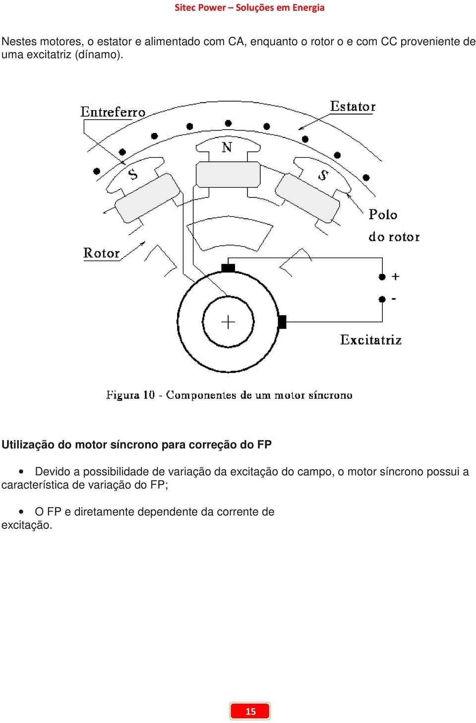 Utilização do motor síncrono para correção do FP Devido a possibilidade de variação
