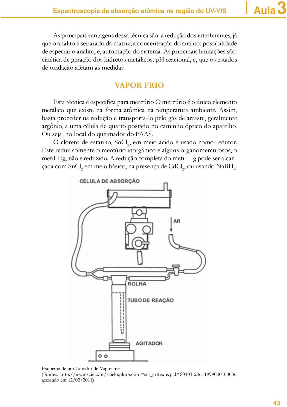 VAPOR FRIO Esta técnica é especifica para mercúrio O mercúrio é o único elemento metálico que existe na forma atômica na temperatura ambiente.