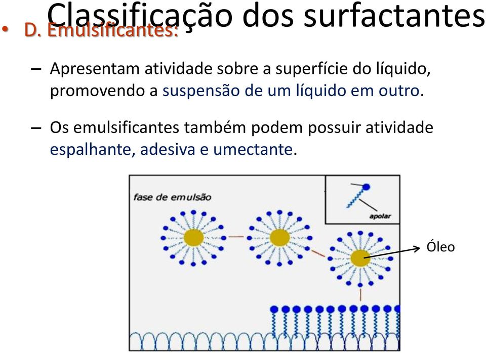 líquido, promovendo a suspensão de um líquido em outro.