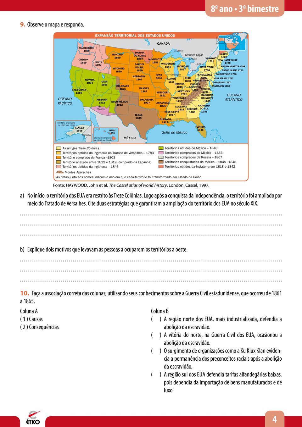 COLORADO 1876 ARIZONA 1912 NOVO MÉXICO 1912 Phoenix MÉXICO DAKOTA DO NORTE DAKOTA DO SUL NEBRASKA 1867 TEXAS 1845 KANSAS 1867 OKLAHOMA 1907 As antigas Treze Colônias Territórios obtidos da Inglaterra