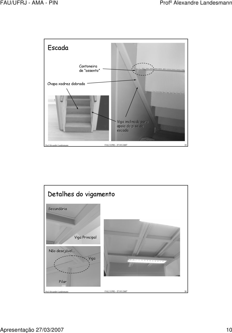 Detalhes do vigamento Secundária Viga Principal Não desejável.