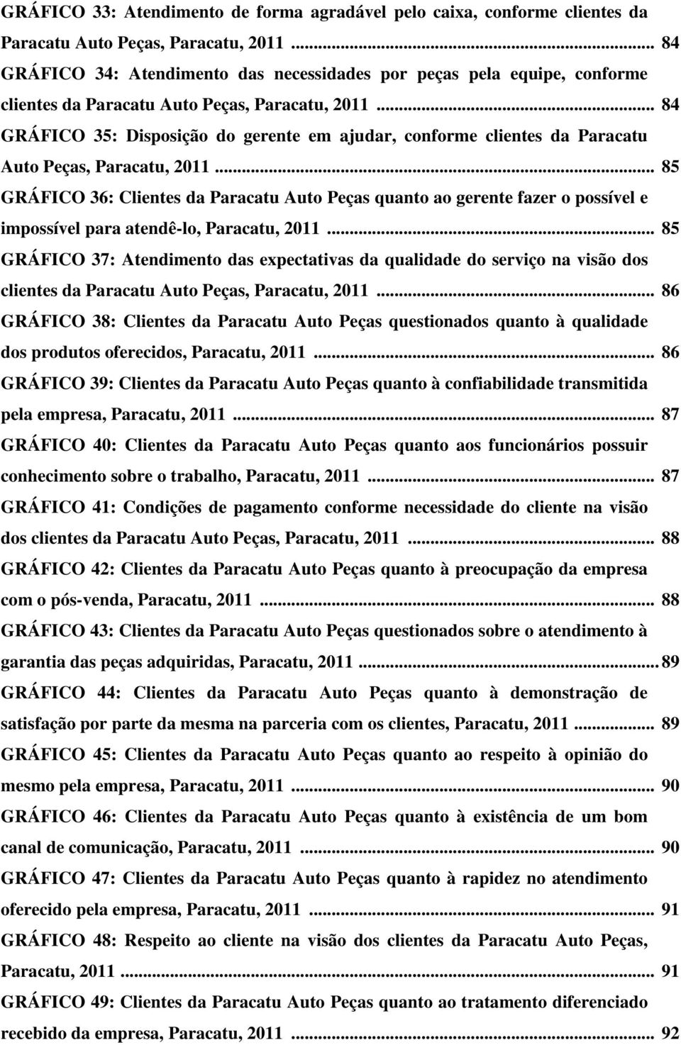 .. 84 GRÁFICO 35: Disposição do gerente em ajudar, conforme clientes da Paracatu Auto Peças, Paracatu, 2011.