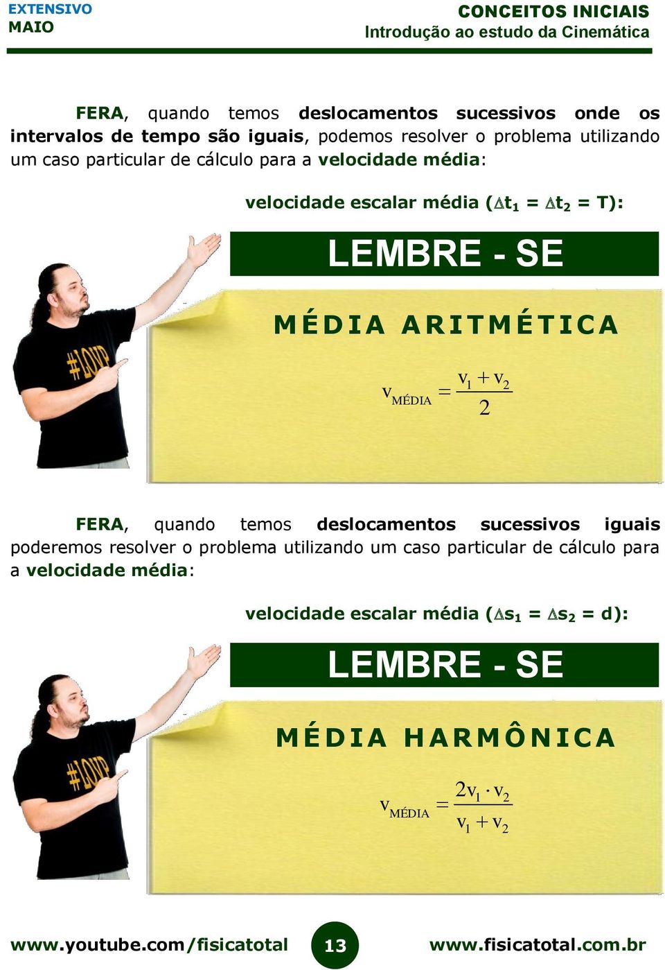 MÉDIA v 1 v 2 2 FERA, quando temos deslocamentos sucessivos iguais poderemos resolver o problema utilizando um caso particular de